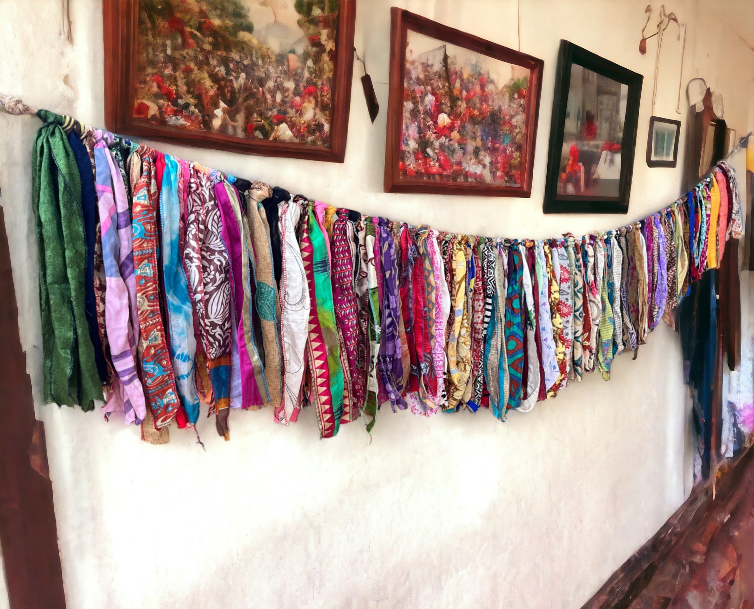 Eco-Friendly Silk Sari Valance - Bohemian Decor